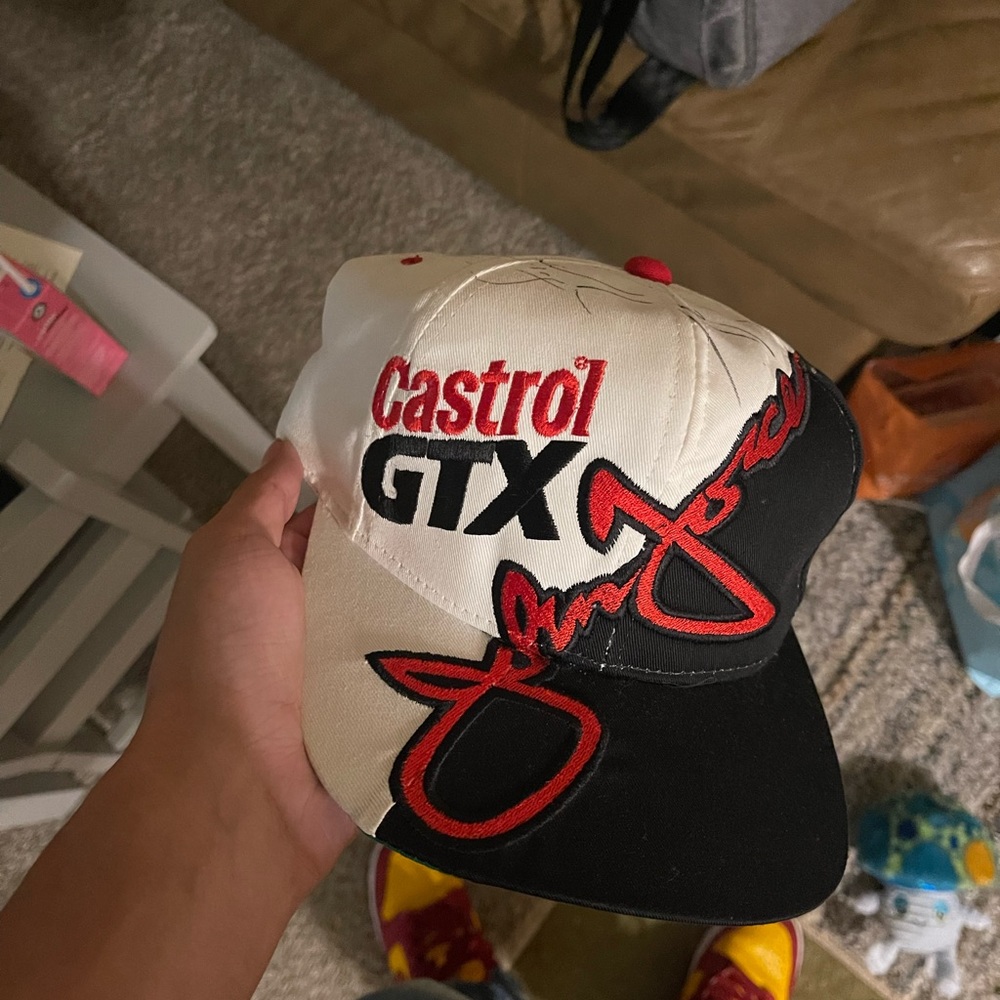 Vintage 90s Castrol GTX John Force Autographed SnapBack Hat